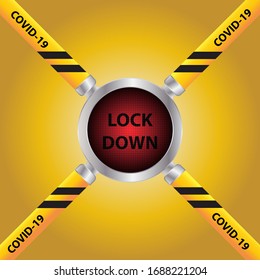 vector illustration of button lock down virus on a yellow background