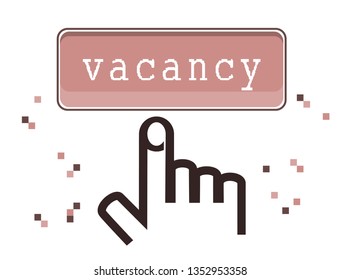 Vector illustration of button looking for employees with hand