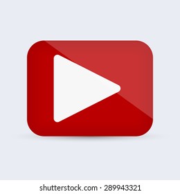 Vector illustration of button play. Flat design.