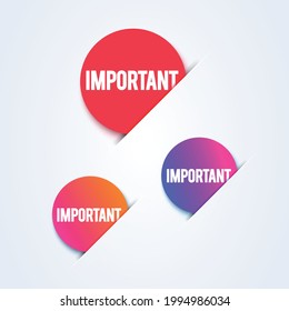 Vector Illustration Button Set With Text Important.