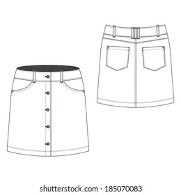 A vector illustration of Button Through Skirt