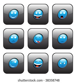vector illustration buttons with faces