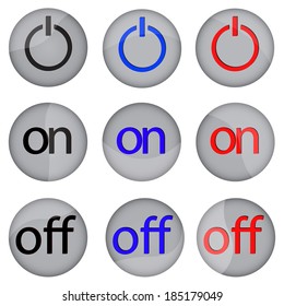 Vector illustration of buttons on and off.