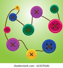 Vector illustration of buttons with strings