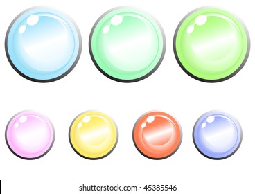 Ilustración vectorial de los botones en varios colores pastel
