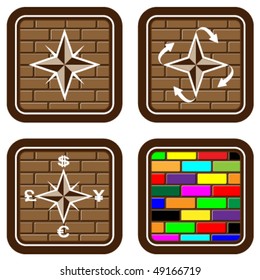 	Vector illustration with  buttons for web devices and the Internet