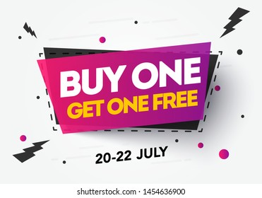 Vector illustration Buy 1 Get 1 Free, sale banner, discount tag design template, app icon.