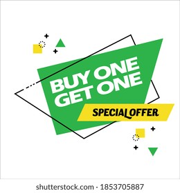 Vektorgrafik kaufen 1 Sichern Sie sich 1 Gratis, Verkaufsbanner, Discount Tag Design Vorlage, App Icon.