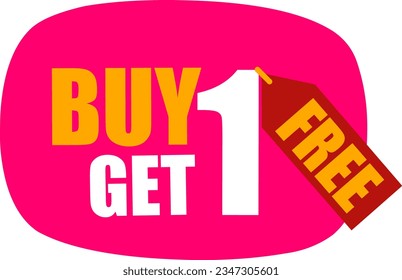 Vector illustration Buy 1 Get 1 Free, sale banner, discount tag design template, app icon.