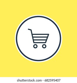 Vector Illustration Of Buying Cart Outline. Beautiful App Element Also Can Be Used As Shopping Element.