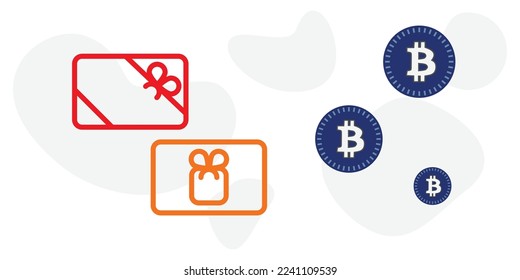 vector illustration of buying gift for bitcoin online transactions and blockchain tech