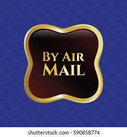 Vector Illustration of By Air Mail gold shiny emblem Icon
