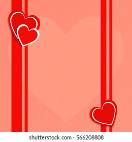 Vector illustration by Valentine's Day with red hearts.