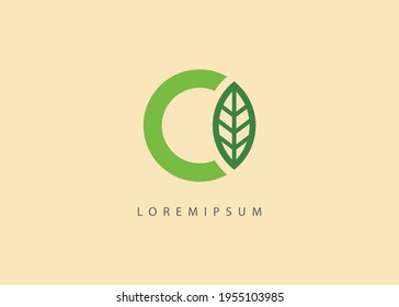 Vector Illustration of C Letter Initial Nature Leaf. Vintage Modern Logo Line Art Design Template