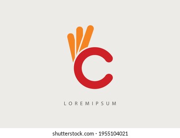 Ilustración vectorial de la letra C Gesto inicial de la mano OK. Plantilla de diseño de líneas de arte con logotipo moderno