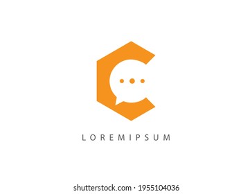 Vector Illustration of C Letter Initial Bubble Chat. Vintage Modern Logo Line Art Design Template