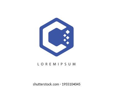 Vector Illustration of C Letter Initial Hexagon Shape. Vintage Modern Logo Line Art Design Template