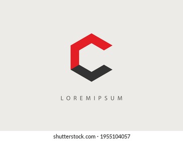 Vector Illustration of C Letter Initial Hexagon Shape. Vintage Modern Logo Line Art Design Template