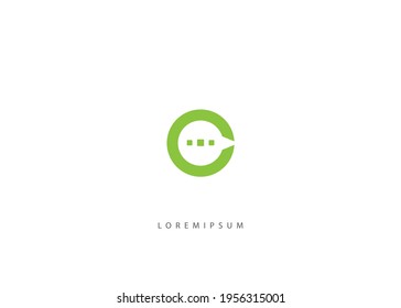 Vector Illustration of C Letter Initial Bubble Chat. Vintage Modern Logo Line Art Design Template
