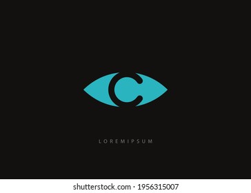 Vector Illustration of C Letter Initial Simple Eye. Vintage Modern Logo Line Art Design Template