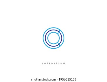 Vector Illustration of C Letter Initial Abstract Circle Line. Vintage Modern Logo Line Art Design Template