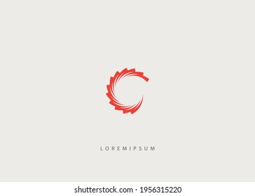 Ilustración vectorial de la letra C Línea circular inicial. Plantilla de diseño de líneas de arte con logotipo moderno