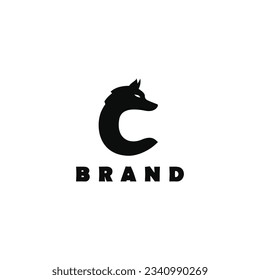 Vector Illustration of C letter wolf with minimalistic design style suitable for your business