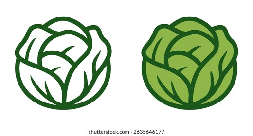 Ilustração vetorial do ícone de legumes de repolho na cor verde.