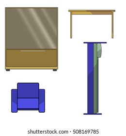 vector illustration cabinet chair bed table furniture