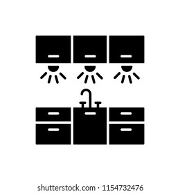 Vector illustration of cabinet lighting. Flat icon of kitchen workspace light. Isolated object on white background.