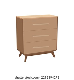 Vektorgrafik von Schellfisch. Moderner Holzschrank. Braune Möbel für die Inneneinrichtung. Lifestyle