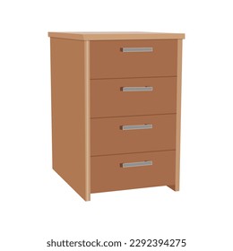 Vector illustration of cabinet shellv. Modern wooden cupboard. Brown furniture for interior design. Lifestyle