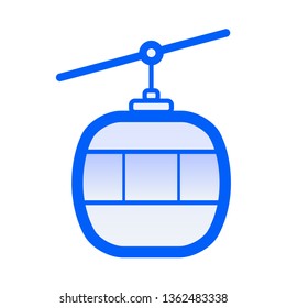 Vector illustration of Cable Car icon for web, mobile and infographic. Modern flat design. Vector blue gradient icon on white background. - Vector
