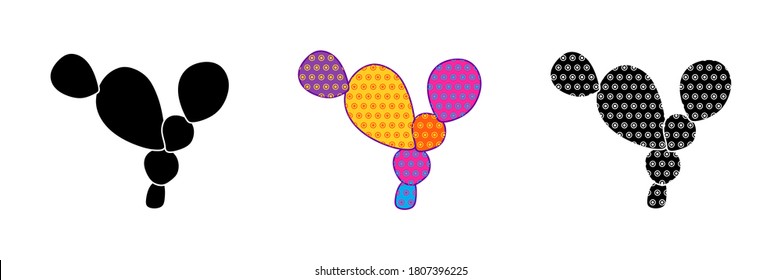 Vector illustration of cacti isolated on a white background. Icons, silhouettes of cacti. Mexican desert cactus, tropical plants, summer garden. Abstract creative decorative cactus, succulent, aloe