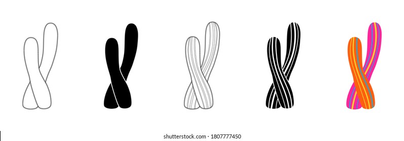 Vector illustration of cacti isolated on a white background. Icons, silhouettes of cacti. Mexican desert cactus, tropical plants, summer garden. Abstract creative decorative cactus, succulent, aloe