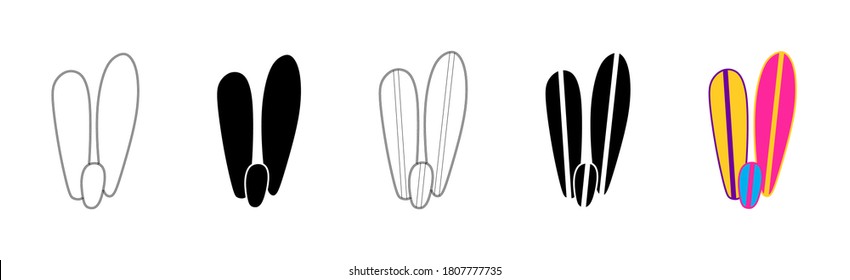 Vector illustration of cacti isolated on a white background. Icons, silhouettes of cacti. Mexican desert cactus, tropical plants, summer garden. Abstract creative decorative cactus, succulent, aloe