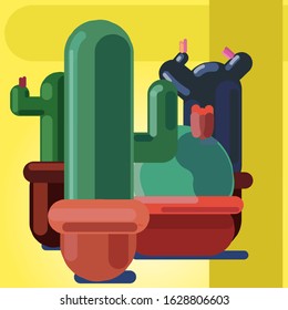 vector illustration of cacti in a simple style