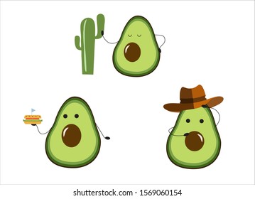 Vector illustration . Cactus and avocado
