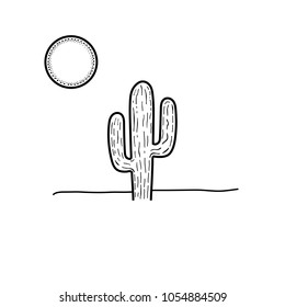 Vector illustration cactus in desert