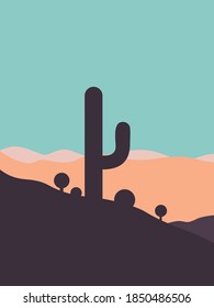ilustración vectorial de un cactus en el desierto
