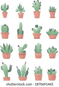 Ilustración vectorial.Establezca cactus para la descarga.