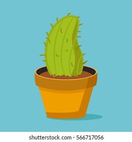 Vector illustration of cactus. Flat design with shadow