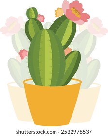 Vector illustration of cactus with flower