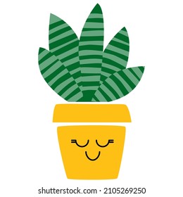 Ilustración vectorial de cactus en maceta floral. Suculenta jardinería y decoración de las casas. Carácter cordial y sonriente de Cacti. Para tarjetas, medios sociales, pancartas e impresión en papel o tela
