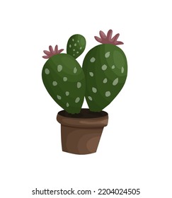 Vector illustration, cactus at the flower pot, flat design, suitable for banner, poster or card