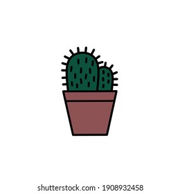 Vector illustration of cactus in a flowerpot