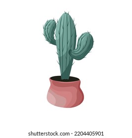 ilustración vectorial, cactus en la oruga aislada en fondo blanco