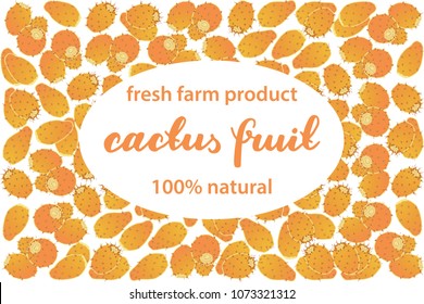 vector illustration of cactus fruit design with lettering cactus fruit background black and white and fruit and text fresh farm product 100% natural for you EPS10