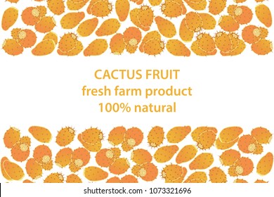 vector illustration of cactus fruit design background black and white and fruit and text fresh farm product 100% natural EPS10