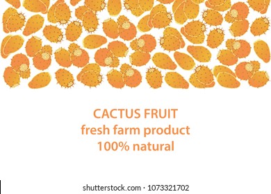 vector illustration of cactus fruit design background black and white and fruit and text fresh farm product 100% natural EPS10